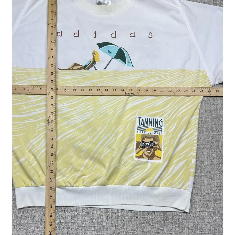 Vintage Adidas Sweatshirt Sz Large Beach Club Tanning Club St Jacques Pullover